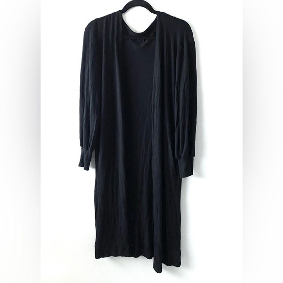 🛑SOLD🛑Black Longline Open Front Brushed Duster Cardigan Size Small/Medium - Picture 1 of 4